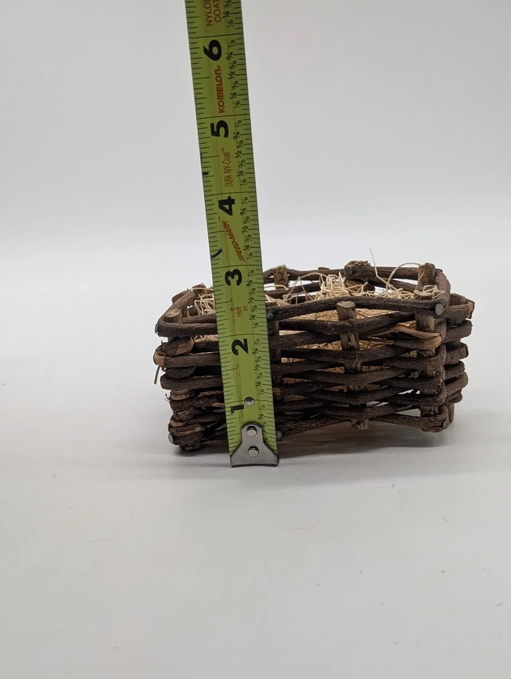 Primitive Heart-Shaped Vine Nest Basket Wood Accent Tiered Tray Decor Photo Prop
